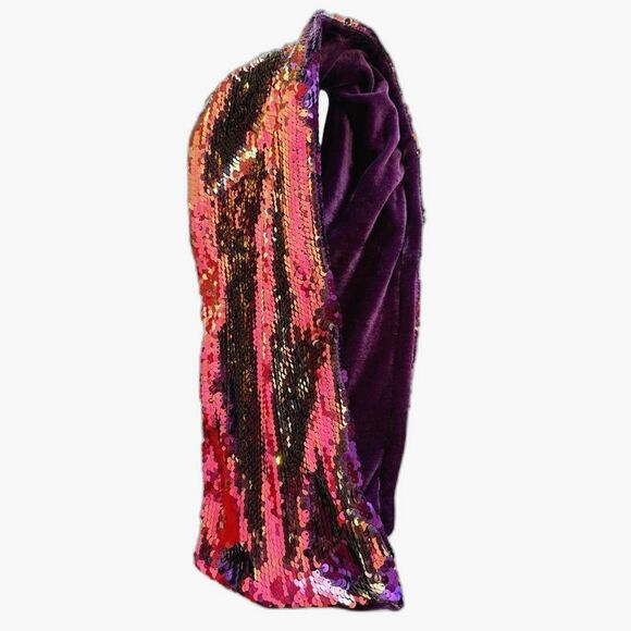 Disco Y2K Purple Velvet and Shiny Sequins Scarf - Picture 2 of 5